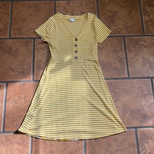 Casual yellow and white spring dress